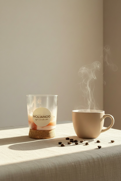 Bougie Café NOLIANOO - mise en scène cosy